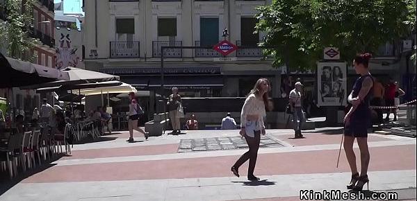  Euro slut punished in public downtown